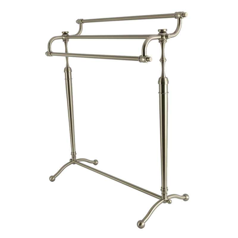 Kingston Warwick 28-Inch Freestanding Pedestal 3-Tier Towel Rack, Brushed Nickel