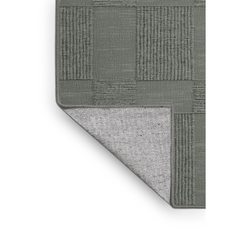 Machine Washable Checkered Brown Area Rug, Rectangle 6' x 9'