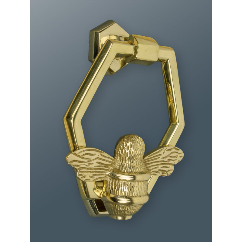 Jeannine Black Hexagon Bee Door Knocker, Brass
