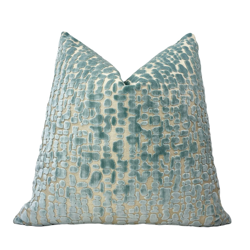 Velvet Speckles Throw Pillow Cover, 20"H x 20"W, Sage Green Dots