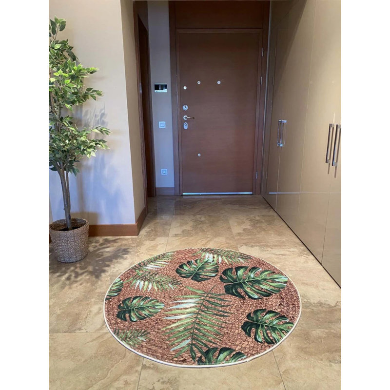 Tapis rond en coton avec envers antidérapant, Rond 5 pi 3 po