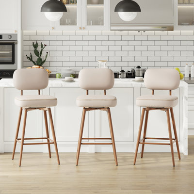 Modern Swivel Upholstered Counter Stools with Metal Frame