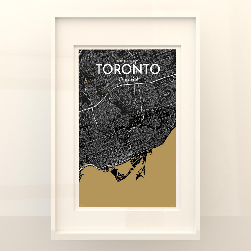 Toronto City Map in Luxe 1 Piece Wall Art, 36cm H x 24cm W x 0.05cm D