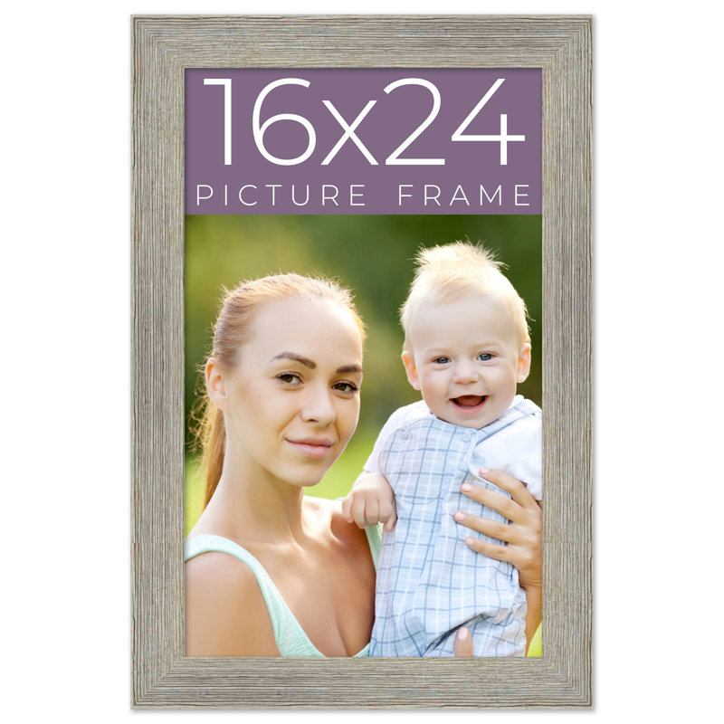Kaise Solid Wood Picture Frame, Grey, 16" W x 24" H