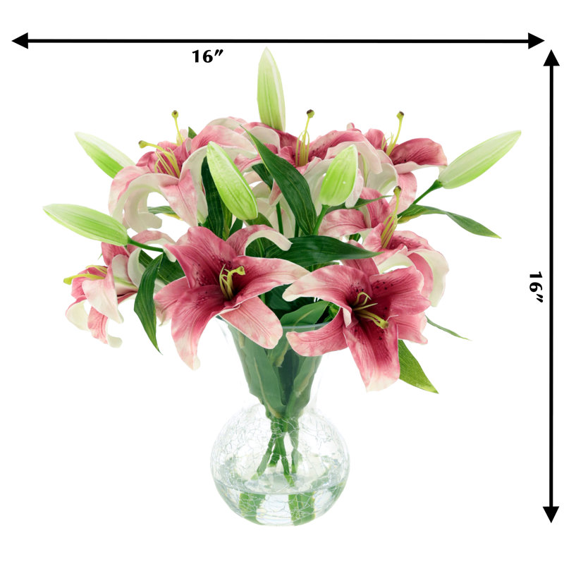 Vase Of Lilies - 16 Inches, Pink