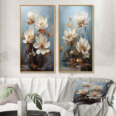 Ensemble de 2 décorations murales lotus lotus au clair de lune