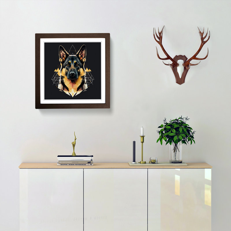 German Shepherd Geometric - Framed Print