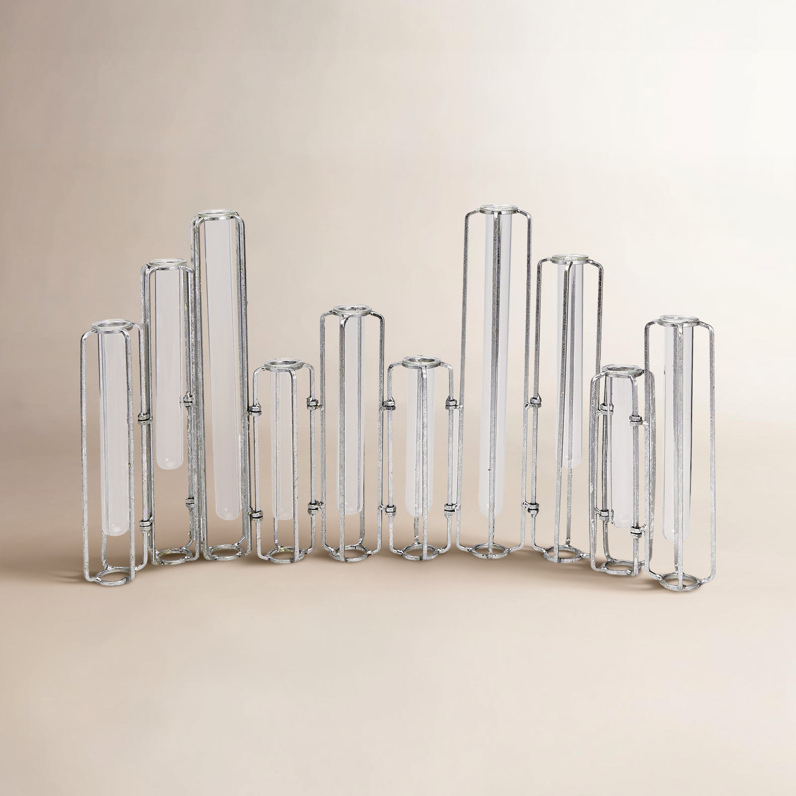 Lavoisier Hinged Flower Vases, 10, 13" H x 24" W x 2" D, Metal/Glass