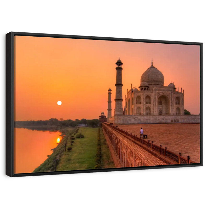 Taj Mahal Sunset Tour, Cadre flottant noir, 40 po x 27 po