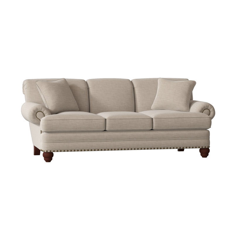 Spratt Sofa, Light Brass, Manhattan, Peyton Navy Performance Twill