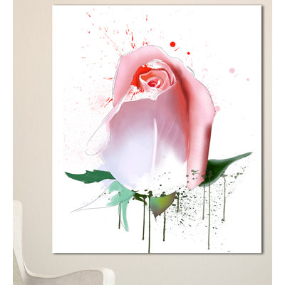 «Pink Rose with Paint Splash», reproduction d'art sur toile tendue