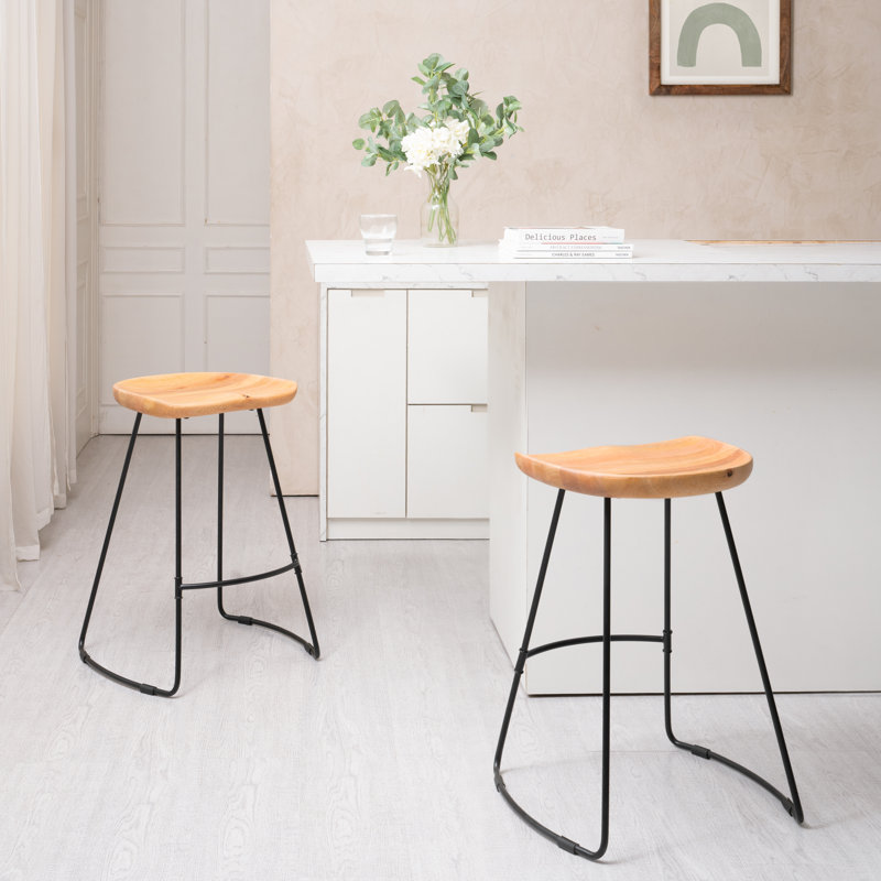 Alberts Solid Wood Counter Bar Stool, Natural, Counter Stool (26" Seat Height)