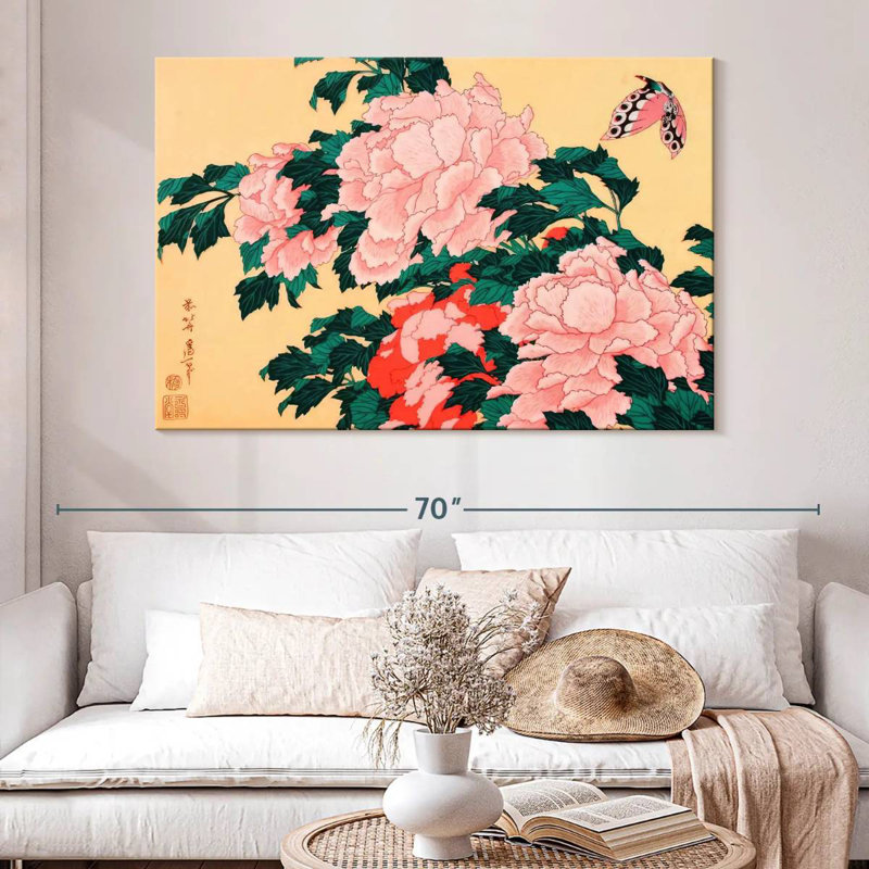 Harnek pivoines et fleurs, H 34 po x l 51 po