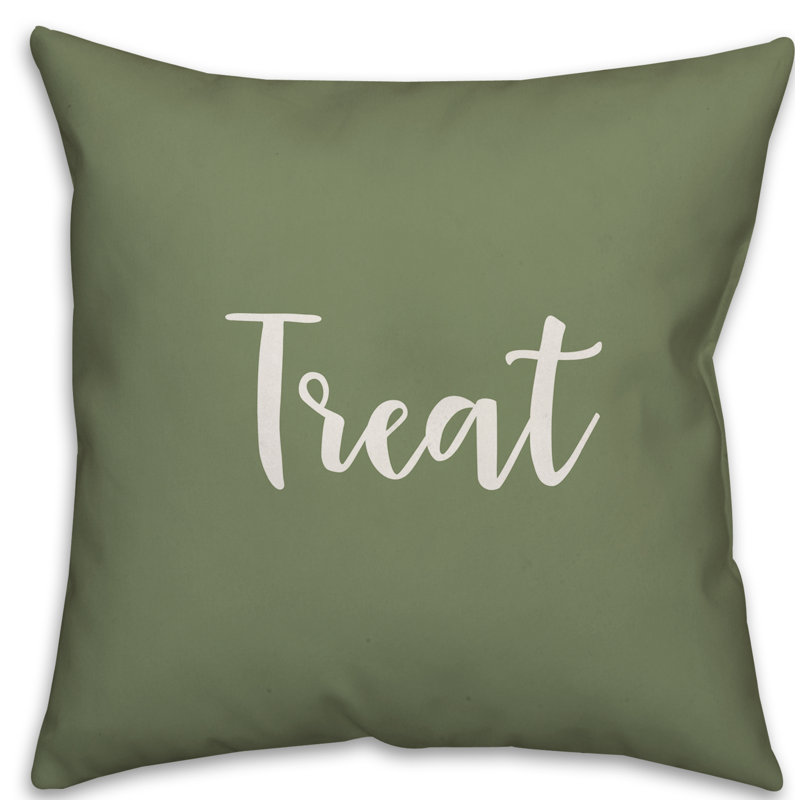  Treat Throw  Pillow, Green, Pillow Cover