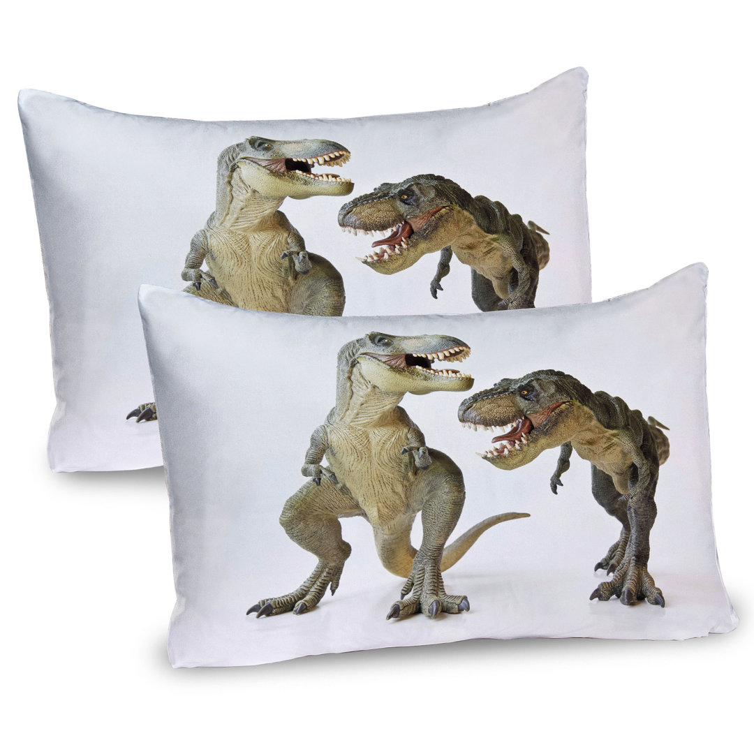 Kissenbezug Packung mit 2, T-Rex Pair Predators, Elfenbein Braun Grau