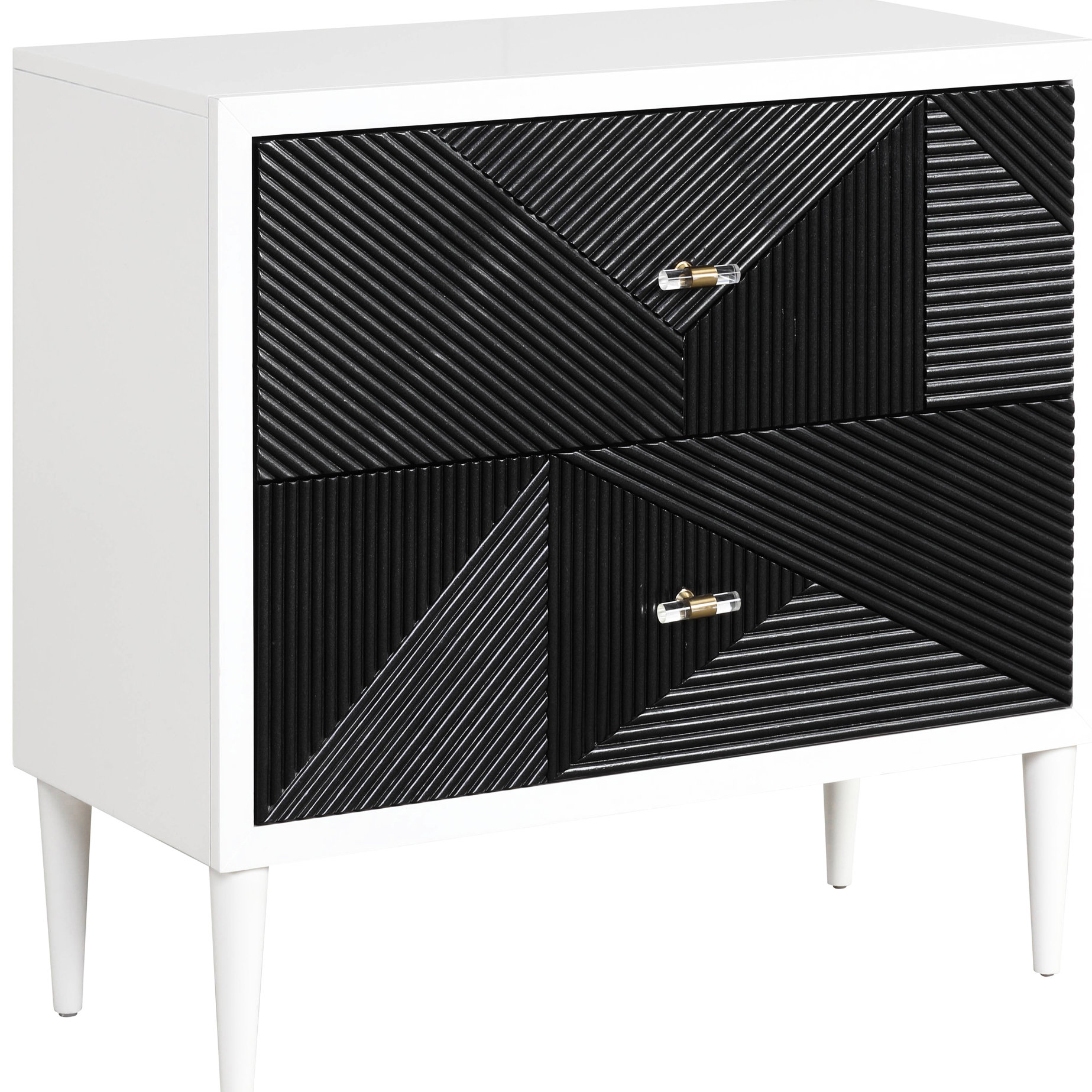 Corrigan Studio® Bedroom Nightstand In White And Black - 2 Drawers With ...
