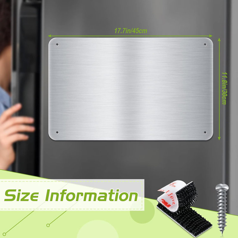 2 Pack Metal Magnet Boards 17.7 X 11.8 In Stainless Steel Message Board With 8 Pack Lock Tapes And Screws Magnet Bulletin Board To Display For Memo To Do List Refrigerator Compartment Cabinet