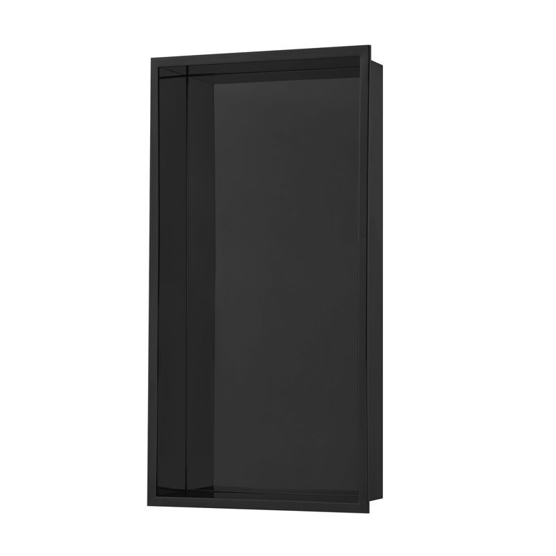 Voltaire 12" x 24" Stainless Steel Single Shelf Wall Niche, Matte Black