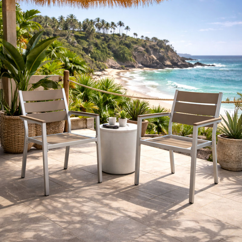 Chaise de patio Ellenton, Argent/Brun