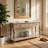 Cherie Sofa Table, 3 Drawers, Shelf, Light White Washed Wood, 64 Inch