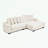 Corduroy L-Shaped Sectional Sofa with pillows and ottoman-137518912