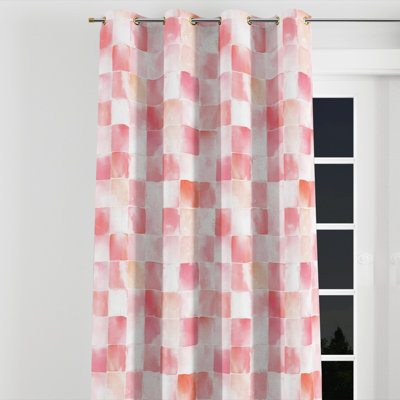 Panneaux de rideaux Patchwork - Rideau à œillets rose et blanc French Country - 1 panneau