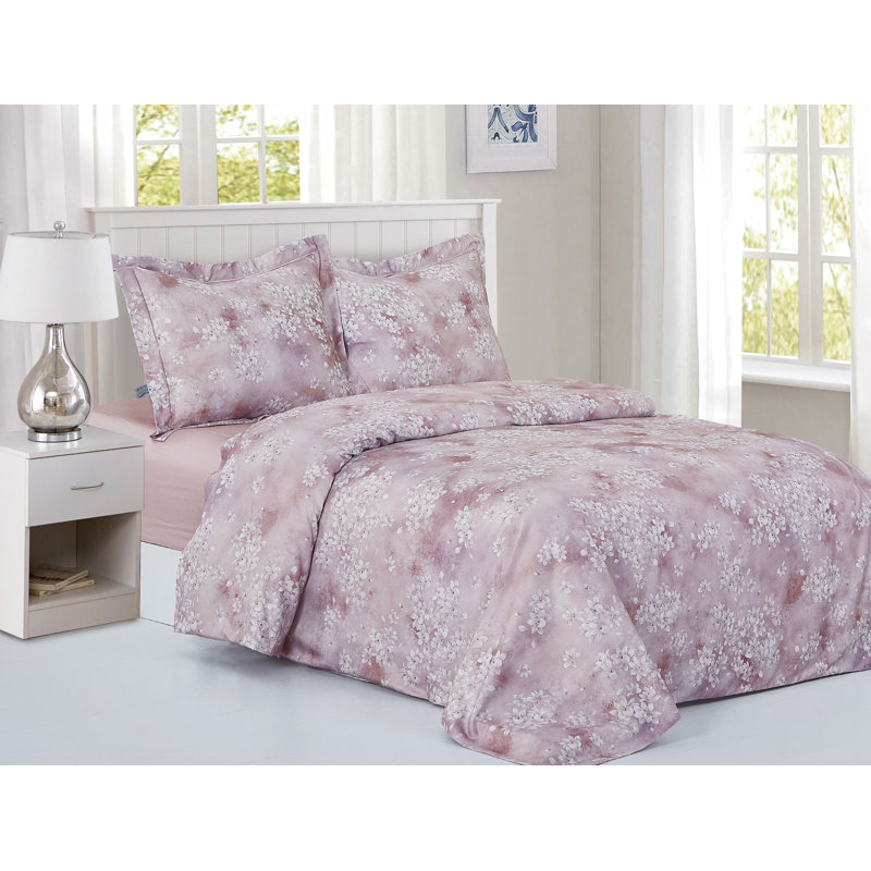 Ensemble de housse de couette French Magnolia Paradise Garden, Rose, Housse de couette simple + 7 pièces supplémentai