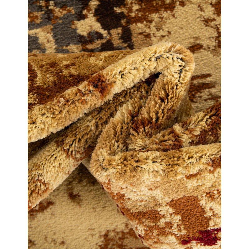 Tapis beige tissé à la machine Adetomiwa, Rectangle 3 pi 1 po x 5 pi 3 po