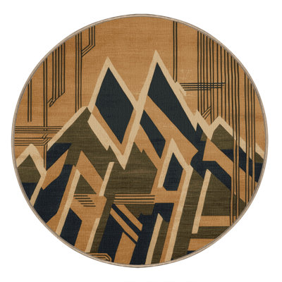 Tapis art déco brun lavable à la machine