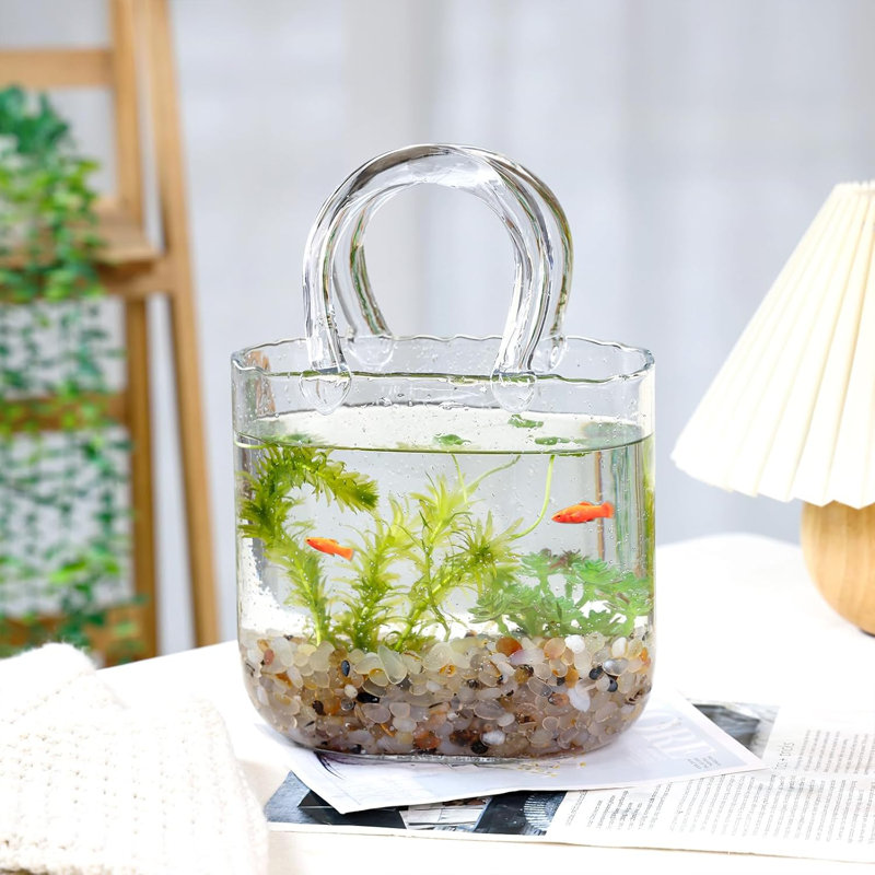 Glass Purse Vase Clear Handbag-shaped Flower Vase