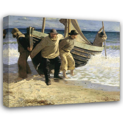 "Lancement du bateau. Skagen" par Oscar Bjort - Art mural sur toile tendue avec châssis