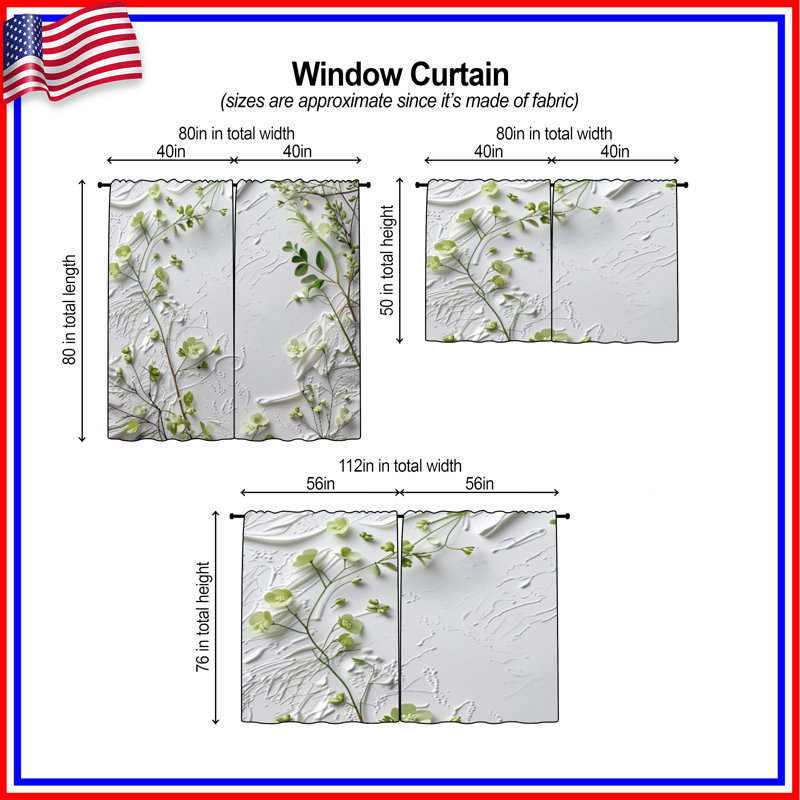 Rideaux de verdure à motif floral obscurcissant et obscurcissant - 2 panneaux, 56 po x 76 po - 2 panneaux