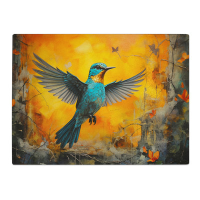 Kingfisher Action No.2  Glass Chopping Board