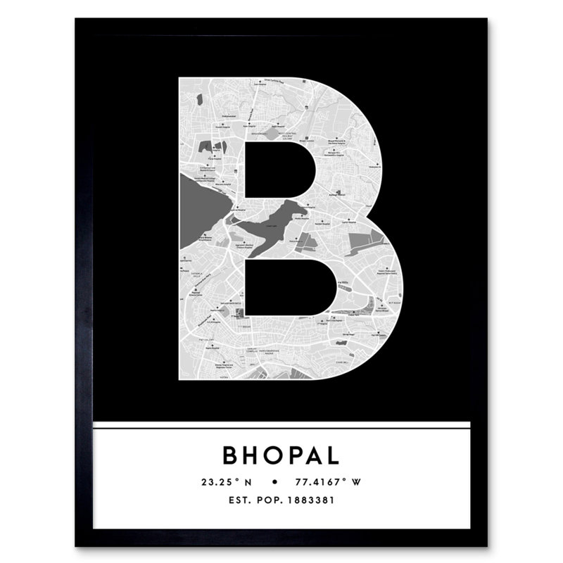 Bhopal City Map Bhopal Black & White - Single Picture Frame Typography