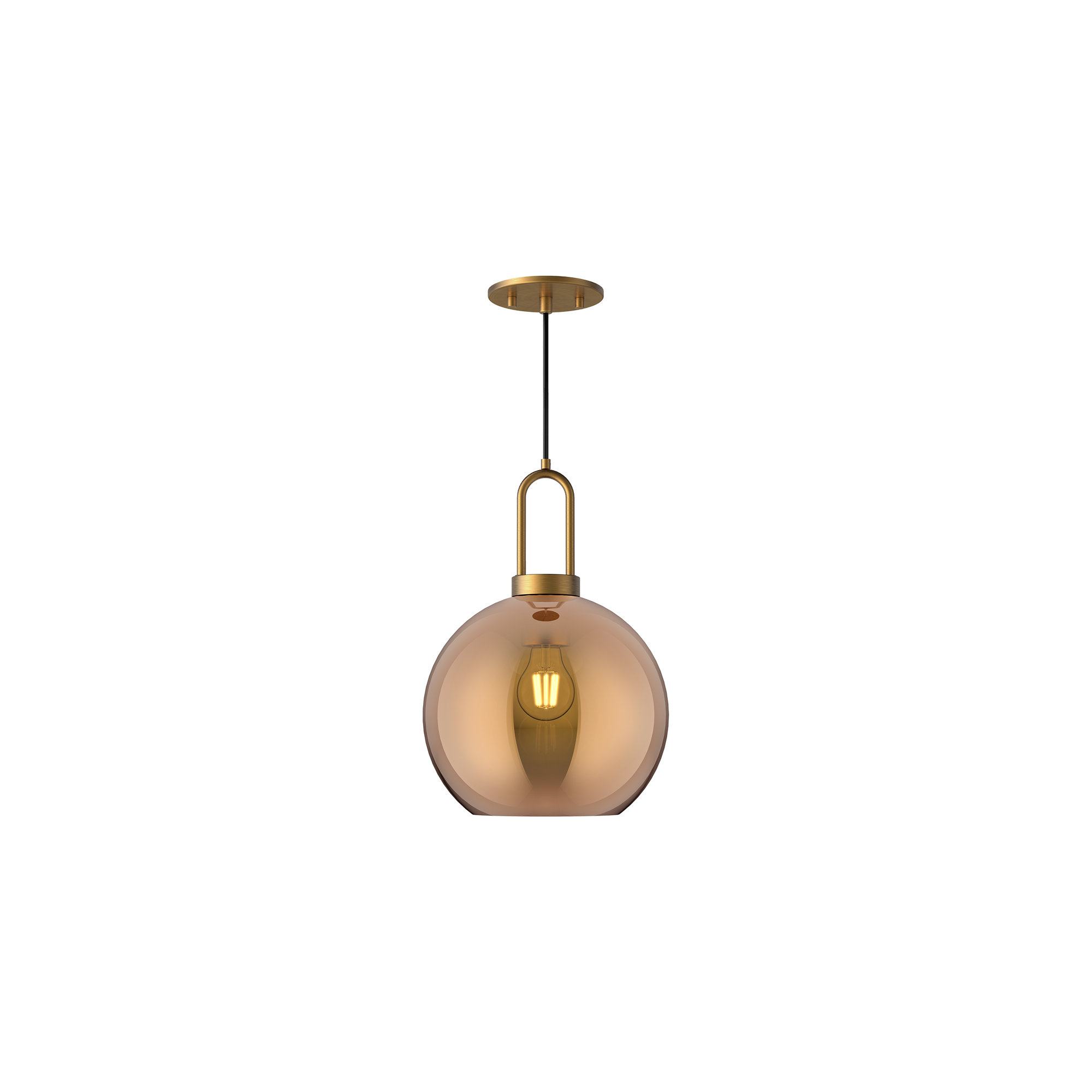 Shiloh Single Light Glass Pendant, 14.375"H x 9.875"W x 9.88" D, Aged Gold, Copper