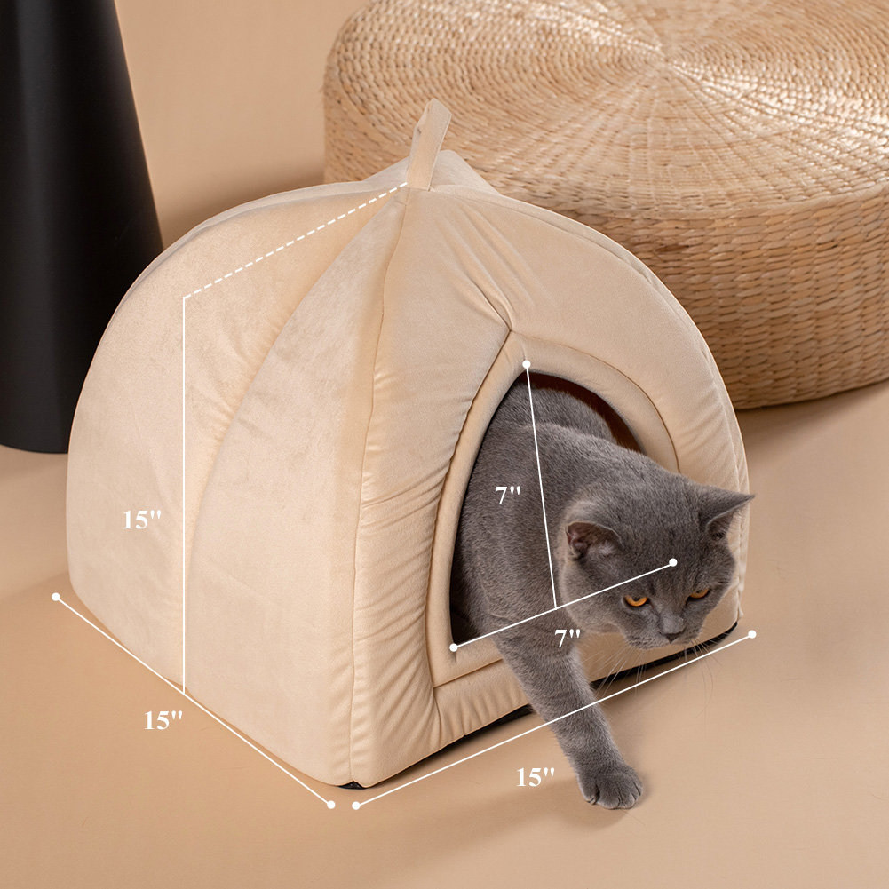 Crystella Cat Bed for Indoor Cats, 2-in-1 Cat House with Removable Washable Pillow Cushion Tucker Murphy Pet™ 