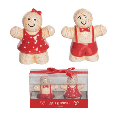 Dolomite Gingerbread Couple Salt and Pepper Shaker Set of 2 Ceramic Christmas Decor Multicolor Tabletop Indoor Use Perfect for Gift Giving and Hostess Gifts Holiday Kitchen Accessories