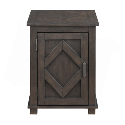 Traditional Rustic Chairside Table With Adjustable Storage Shelf Brown Finish Durable Wood Living Room Furniture 1Pc