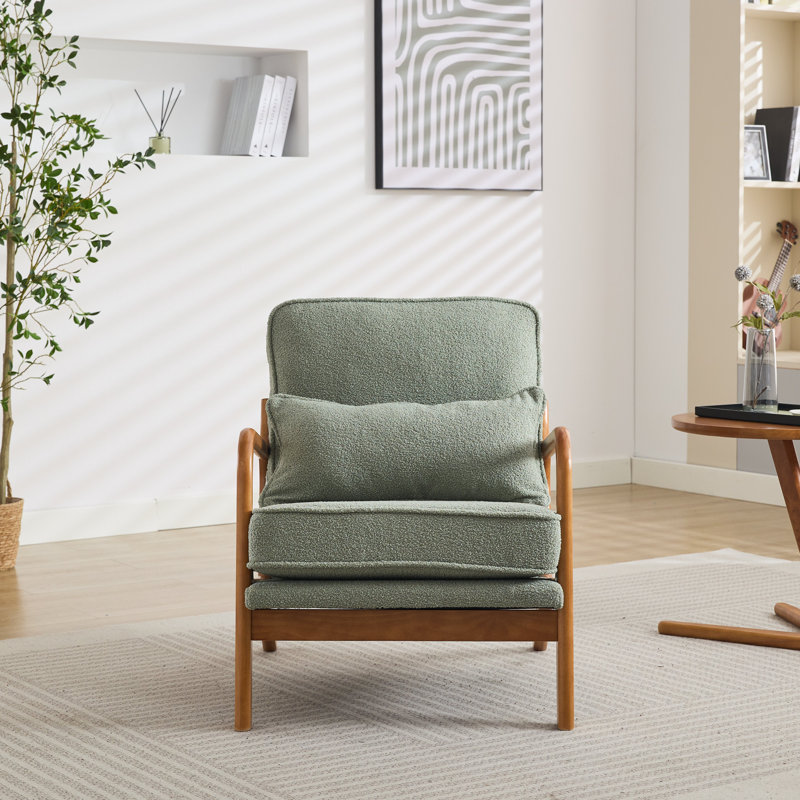 Homister Upholstered Armchair, Light Green Polyester
