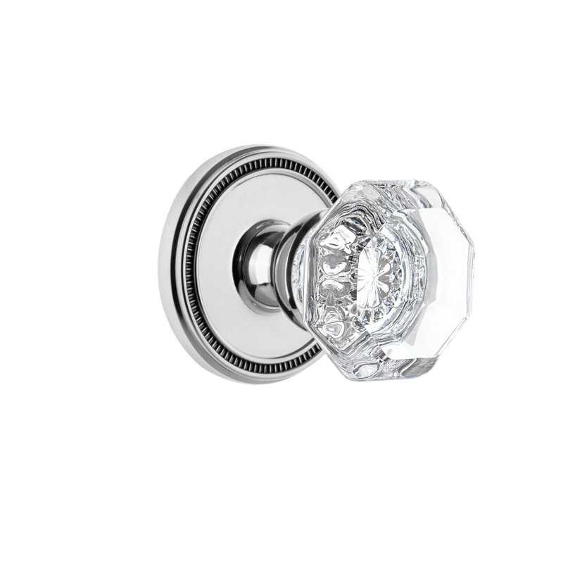 Rosette Grandeur Soleil avec poignée en cristal Chambord, Chrome brillant, Fausse poignée double, Fausse poignée double