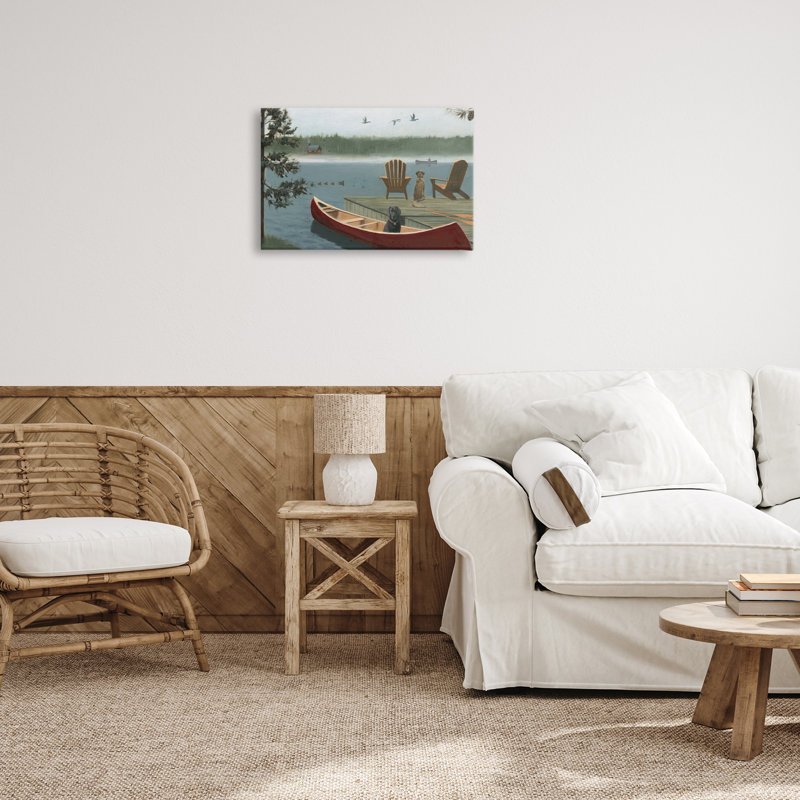«Dogs on Lake Dock» par James Wiens, H 16 po x l 24 po