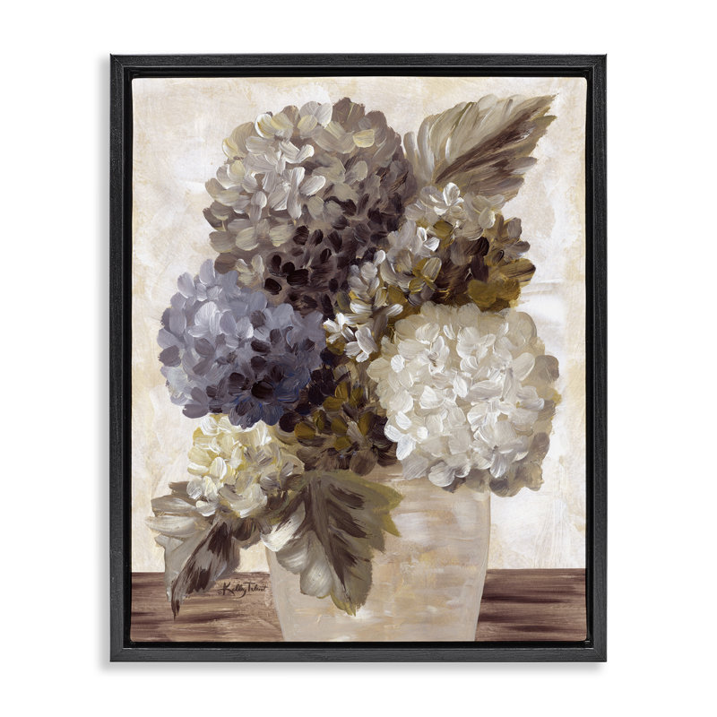«Full Hydrangea Blooms», art mural encadré par Kelley Talent, Cadre flottant noir de jais, H 21 po x l 17 po