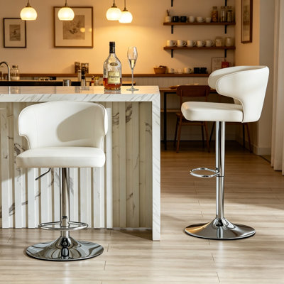 Zager Modern Height Adjustable Bar Stools with Backrest Swivel Chairs