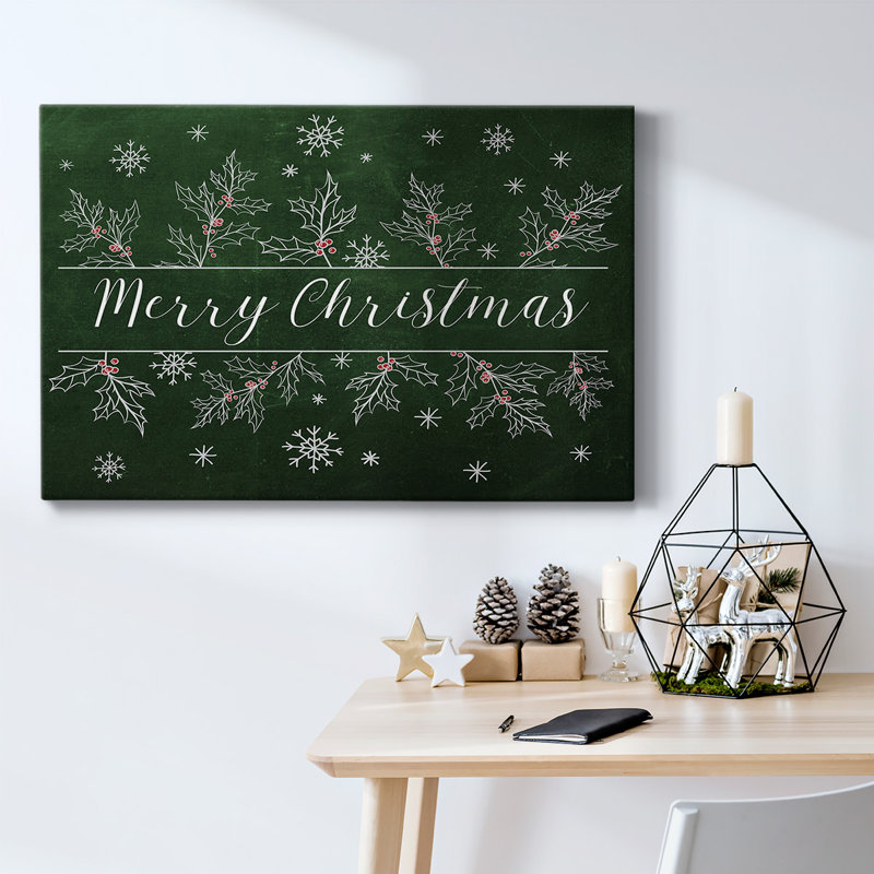 Merry Christmas Holly - Toile tendue avec châssis
