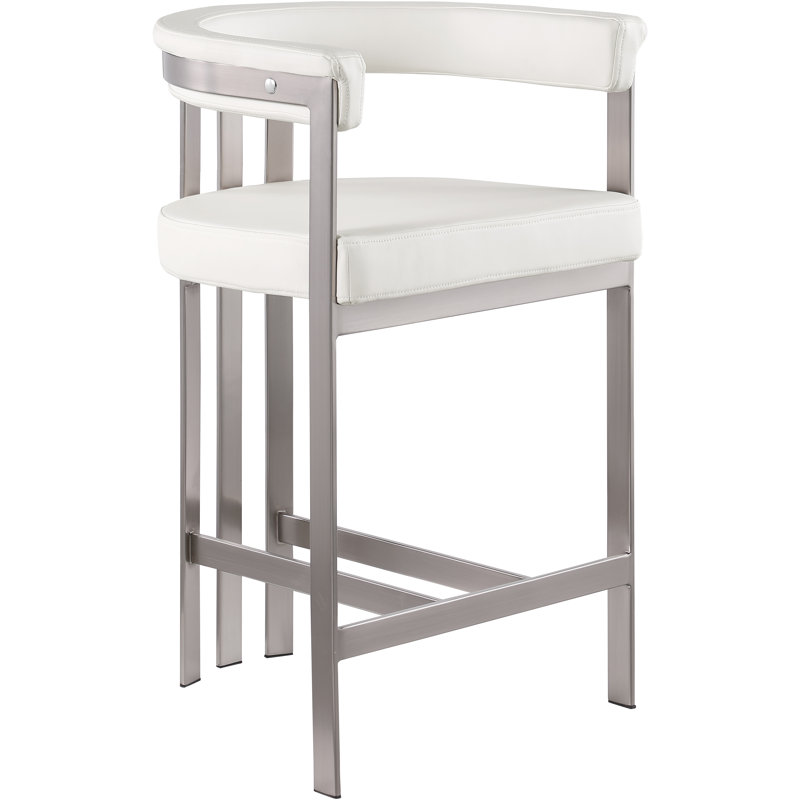 Tabouret de comptoir court 26 po Marcello, Similicuir crème doux