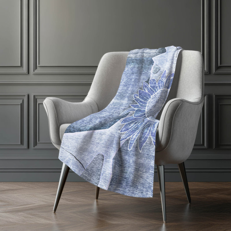 Jeté floral Sherpa ASB700 Addison, Motif floral bleu