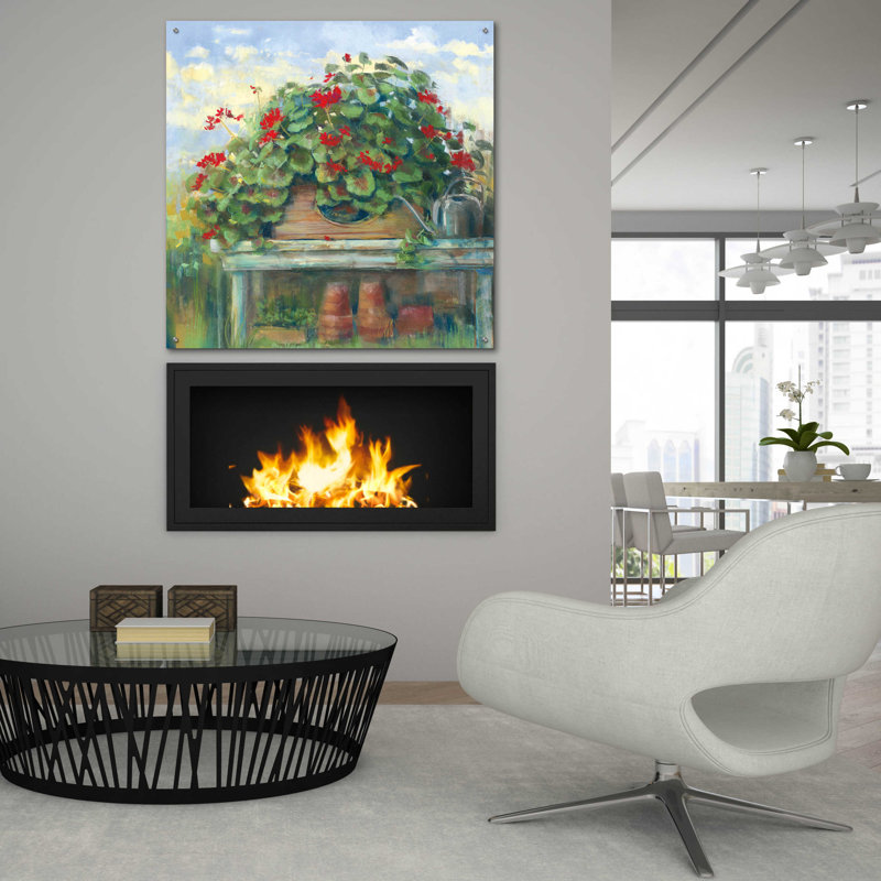 «Geranium Bench Crop» par Carol Rowan, August Grove®, art mural en verre acrylique, H 36 po x l 36 po x P 0,2 po