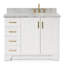 Ensemble de meuble-lavabo simple en bois massif 43 po Freitas blanc avec plateau en marbre de Carrare 1,5 po-685202057-718851067-718851061
