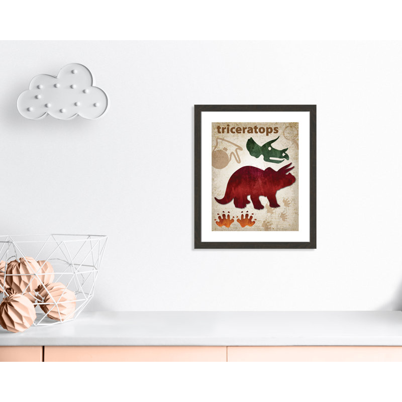 Adhésif décoratif dinosaures-04 ', H 26,5 po x l 22,5 po x P 0,625 po, Cadre plat à grain de bois noir