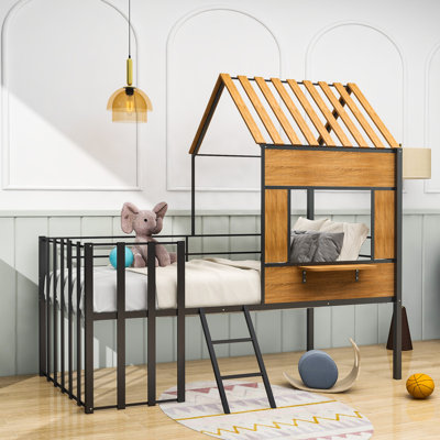 Mcenroe Twin Size Metal House Loft Bed by Harper Orchard